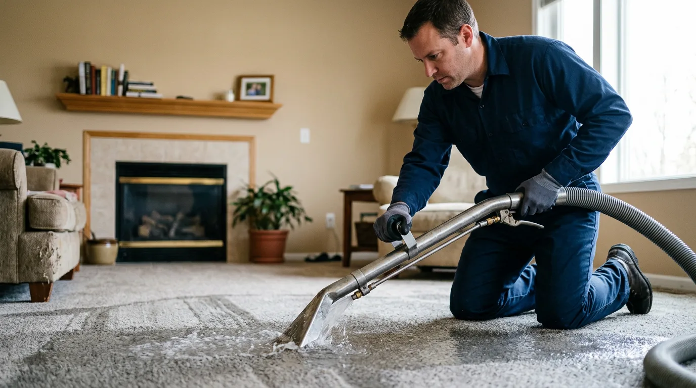Water damage restoration technician working near Wabasso, MN